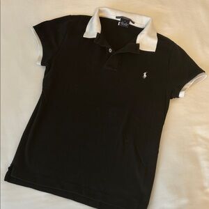 Ralph Lauren Black Polo with White Collar and sleeve contrast M